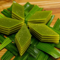Emballage sous vide 24x14oz Gâteau de haricots mungo surgelé pratique Gâteau de haricots mungo comestible avec du pandan vert naturel et du gâteau de haricots mungo