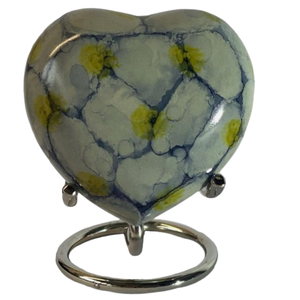 Urne funéraire décorative en métal pour cendres humaines, petite urne à souvenirs en forme de cœur, finition marbre vert, design moderne, pour table. - Product Image 6