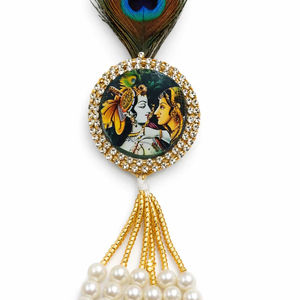 Broches de paon Safa de concepteur traditionnel Broches Radhe et Krishna et pour les saisons de mariage et de festival et Bharat Swagat's - Product Image 1