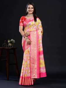 Indische Designer Damen Dola Seide Saree Plissee Sarees Ready to Wear Casual Wear Baumwolle Sarees - Product Image 6
