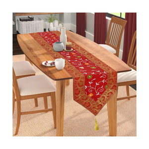 Turn <b>Tables</b> Into Art With 100% Cotton Embroidered Solid Orange Rustic <b>Table</b> <b>Runner</b> 120 GSM 72 Inch India GOTS Certified OEM DHL - Product Image 2