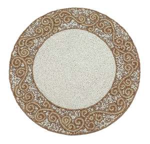 Beaded <b>Placemat</b> Handmade <b>Round</b> Charger for Luxury Dining & Holiday Decor Unique Piece Handmade Beaded, <b>Placemat</b>, Housewarming - Product Image 1