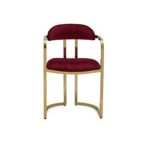 เก้าอี้งานฝีมือสไตล์อินเดียใหม่ขาสีทองเงางามทำจากผ้ากำมะหยี่สีชมพูปรับขนาดได้เก้าอี้ใช้ในบ้าน - Product Image 6