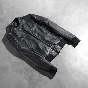 Veste en cuir à capuche amovible, veste décontractée en simili cuir, streetwear, veste bomber hip hop, veste en cuir patchwork bicolore - Product Image 3