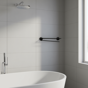 FELCE PLUS Porte-serviettes mural double à charnières noir mat FP23 14 36,9x5,6x4,8cm Articles de bain et de toilette - Product Image 3