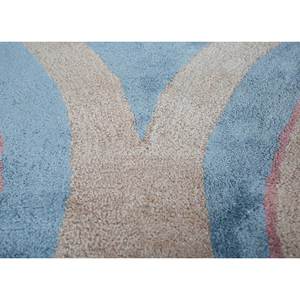 Tapis tufté à la main en laine et viscose rayé bleu classique Acar, grand rectangle motif losanges 10 mm pour la maison, salon, couloir - TRA-13223 - Product Image 1