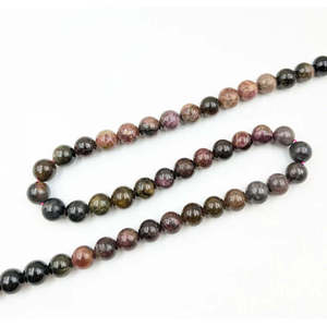 Perles de tourmaline multicolores 8 mm, lisses, rondes, pierres précieuses naturelles, brin pour la fabrication de bijoux - Product Image 3