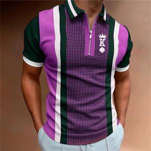<b>Men's</b> Polyester Knitted <b>Short</b> Sleeve for Shirt Casual Anti-Wrinkle Pullover with Pocket Custom Printed - Product Image 5