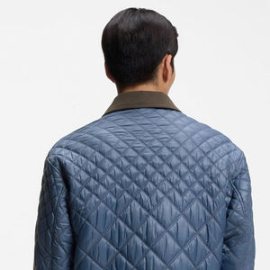 <b>Men's</b> Blue Quilted <b>Jacket</b> With Button Closure Windproof <b>Smart</b> Casual Style Regular Fit Polyester Shell - Product Image 3