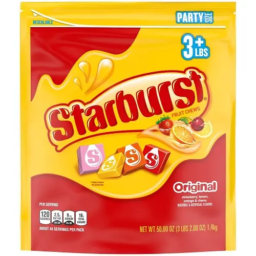 Vente en gros de nouveaux bonbons aux fruits starburst 50g de collations exotiques multi-goûts