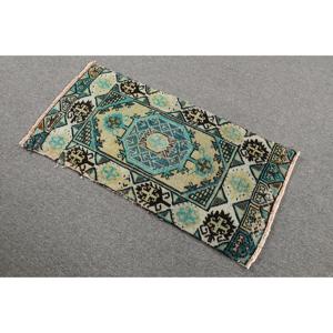 Tapis de 1,5 x 3 pieds, tapis turc vintage, tapis persan bleu - Product Image 2