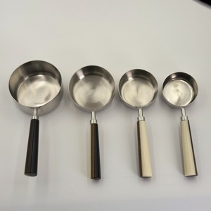 Hot Selling Products Kitchen Gadgets 4 Pieces <b>Measuring</b> Tools Wood and Resin Handle <b>Measuring</b> Cup and <b>Spoons</b> Set - Product Image 1