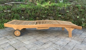 เก้าอี้อาบแดดไม้สักแข็งพร้อมพนักพิงปรับได้ผ้ากันน้ำสำหรับใช้กลางแจ้งในโรงแรมเลานจ์สระว่ายน้ำสวนสาธารณะ - Product Image 6