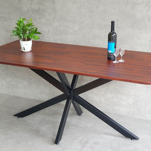 Table à manger rectangulaire Kane 03 160x80cm en bois d'acacia avec pieds en fer, meubles de salon assemblés pour la maison - BA68162 - Product Image 4
