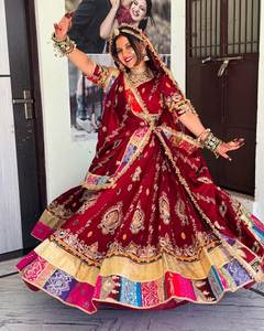 2025 nouveautés coton mousseline lourd avec impression numérique avec vrai miroir travail Rajasthani Lehenga Choli ensemble pour Navratri - Product Image 5