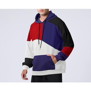 Nuevo diseño de 100% algodón de manga larga hombro inclinado cuello redondo estampado cómodo de talla grande Sudadera con capucha para hombre - Product Image 2