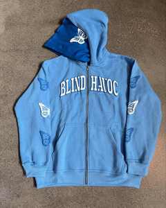 Chándales personalizados para mujer, Sudadera con capucha y cremallera extragrande con estampado recortado bordado desgastado para hombre, tejido de punto frontal largo - Product Image 5