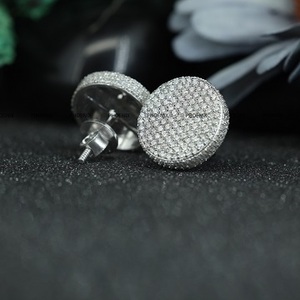 ต่างหูเพชรโมอิสทรงกลมสีเงิน925สำหรับปาร์ตี้ต่างหูของขวัญวันวาเลนไทน์สำหรับผู้หญิง - Product Image 2