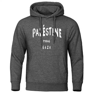Vente en gros Qualité supérieure Personnalisé Gratuit Palestine Hiver Couleur unie Pull à capuche épais brodé pour hommes - Product Image 5