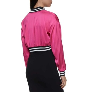 Chaquetas de Otoño de moda para mujer 2024 Patchwork botón Crop Top Varsity Bomber Jacket - Product Image 3