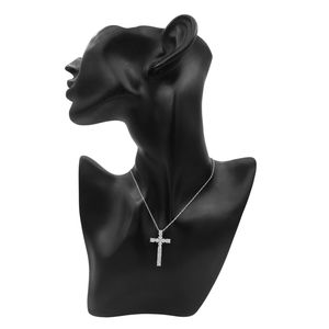 JEWELSPAARK 1.07 Ct Baguette Cut Natural Diamond <b>Cross</b> Pendant Necklace Sterling Silver Religious Christian Style for Wedding - Product Image 5