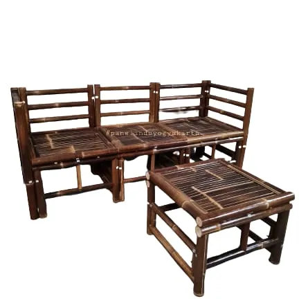 Kursi bambu dengan meja ramah lingkungan untuk ruang tamu taman dengan furnitur buatan tangan