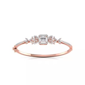 18k Yellow Round Moissanite <b>Bracelet</b> for Women Unique Classic Prong Set <b>Bracelet</b> Halo Design Classic Unique Bangles - Product Image 3