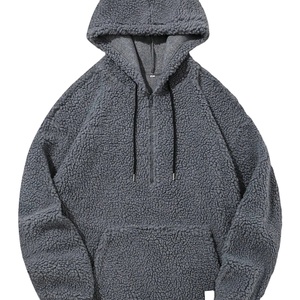 <b>Men's</b> Long Sleeve <b>Sherpa</b> <b>Hoodie</b> with Fuzzy Texture Fashion Pullover Outerwear for Fall and Winter Digital Printing - Product Image 3