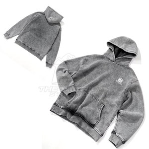 เสื้อฮู้ดดี้ลำลองสุดเทรนดี้ ผ้าฝ้าย 100% ล้างสีแบบแอซิดวอช มีกระเป๋าและฮู้ด แห้งเร็ว ระบายอากาศได้ดี เหมาะสำหรับสไตล์สตรีทในฤดูหนาว - Product Image 4