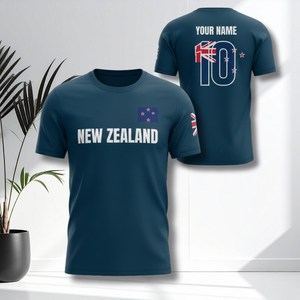 Set di Maglie da Calcio Ispirate alla Nuova Zelanda per Tifosi Blu Navy con Nome e Numero Personalizzati - Product Image 3