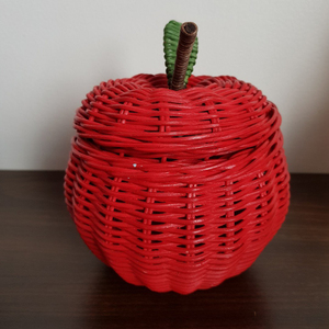 Rattan <b>decorative</b> basket apple shaped home decor beautiful handmade woven <b>storage</b> <b>boxes</b> & baskets - Product Image 5