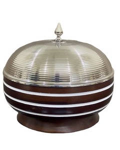 Grey Floral Round Glass Hot <b>Pot</b> with Lids Food Warmer <b>Set</b> to Keep Food Warm Kitchenware Stainless Steel Wooden - Product Image 3