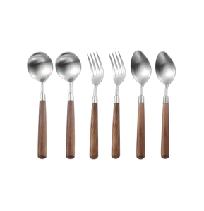 100% Ensemble de cuillères à couteau fourchette en acier de meilleure qualité avec manche en bois pour ustensiles de cuisine et restaurants à la main - Product Image 2