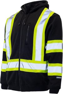Manches longues nouveau sweat à capuche de sécurité réfléchissant noir fermeture éclair haute visibilité logo sur mesure sweat à capuche de sécurité avec poche - Product Image 3