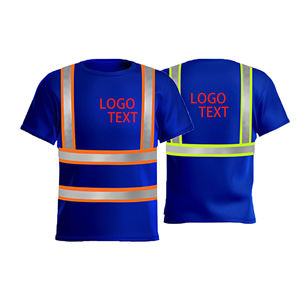 Chemises de travail bleu foncé haute visibilité, uniformes, chemises de sécurité réfléchissantes, rapides avec logo personnalisé - Product Image 1