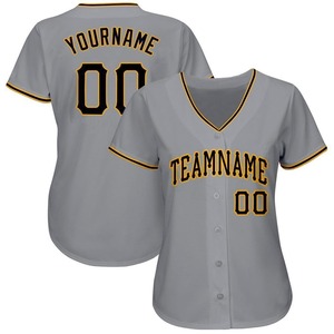 Meilleures ventes Maillot de baseball personnalisé gris noir-or pour équipe - Product Image 1