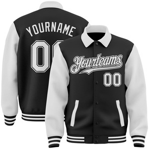 Vente en gros directe de l'industrie, veste matelassée décontractée d'hiver, personnalisée, noire et blanche, fermeture éclair, col mandarin, coupe-vent, à capuche, patchwork - Product Image 1