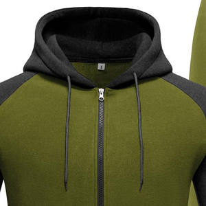 Sudaderas con capucha y cremallera de algodón personalizadas de alta calidad, conjuntos para correr, chándales, ropa de calle de patrón sólido, conjunto de 2 piezas Unisex para hombres - Product Image 3