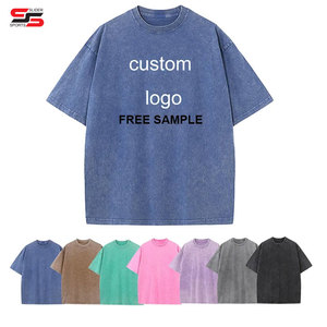 Venta al por mayor de alta calidad personalizada 250 Gsm 100% algodón lavado ácido Camisetas de gran tamaño para hombres - Product Image 3