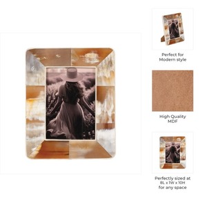 Marco de fotos de cuerno de búfalo de primera calidad con textura natural para aquellos que buscan elementos cálidos y acogedores en casas rústicas o vintage - Product Image 3