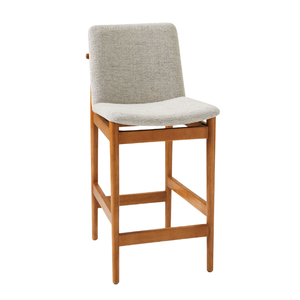 Chaise de bar moderne en teck rembourrée avec dossier droit et assise rembourrée douce pour bar à domicile et usage hôtelier - Product Image 1
