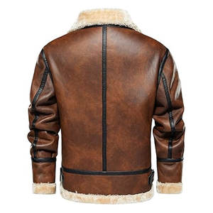 Blouson bombardier vintage en faux cuir pour hommes doublure en fourrure artificielle manteau en cuir d'hiver classique et chaud vêtements d'extérieur aviateur rétro pour hommes - Product Image 3