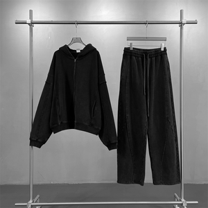 ชุดวอร์มผ้าหนาสำหรับผู้ชายชุดวอร์มผ้าฝ้าย100% มีฮู้ดโอเวอร์ไซส์วินเทจแบบกำหนดเองสำหรับฤดูหนาว - Product Image 2