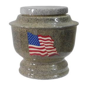 Urnes funéraires en aluminium de qualité supérieure pour adultes, couleur grise, avec autocollant drapeau américain pour cendres humaines - Product Image 1