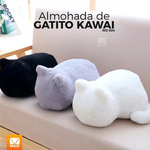 Cojín de Peluche con Forma de Gato Kawaii, Suave y Decorativo - Colores Surtidos - Product Image 2