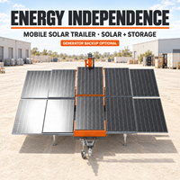 Tour d'éclairage solaire portable avec 10 panneaux photovoltaïques, projecteurs LED blancs, alimentation hors réseau pour sites isolés