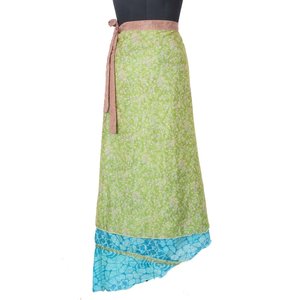 Double couche Magic Classy Vintage Sari Jupes enveloppantes en soie Femmes Porter Vintage Silk Sari Long Length Wrap Around Skirt 2 Layer Magic - Product Image 3