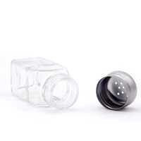 Pot à épices carré en verre de qualité alimentaire à quatre côtés, 120 ml, avec joint hermétique pour assaisonnement de cuisine et saupoudrage BBQ
