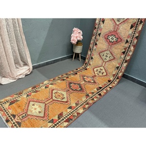 2.9x11.9 ft <b>Runner</b> Vintage <b>Rug</b>, Orange Floral Turkish <b>Rug</b> - Product Image 2