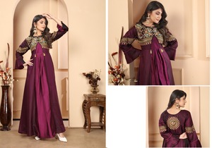 Wholesale Ladies' Triva Silk Satin <b>Vintage</b> Evening Party Dresses Floor-Length with Embroidery and Washable Feature - Product Image 2